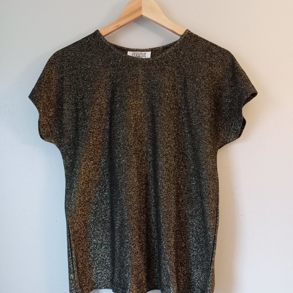 Vintage 1990s Cervelle Gold / Black Short Sleeve Shirt